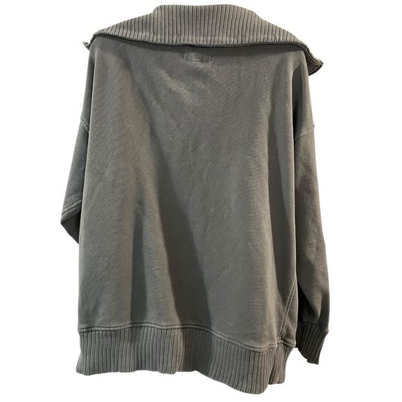 Aerie Down To Earth Grey Quarter Zip Sweatshirt - Picture 2 of 6